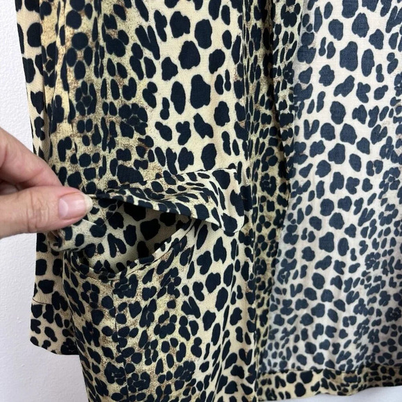 MNG Casual Leopard Print Open Front Jacket Womens S Oversized Lagenlook Mobwife - Picture 4 of 10